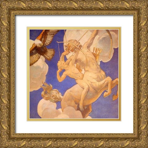 Chiron and Achilles 1921 Gold Ornate Wood Framed Art Print with Double Matting by Sargent, John Singer