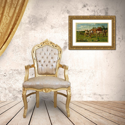 Snap the Whip Gold Ornate Wood Framed Art Print with Double Matting by Homer, Winslow