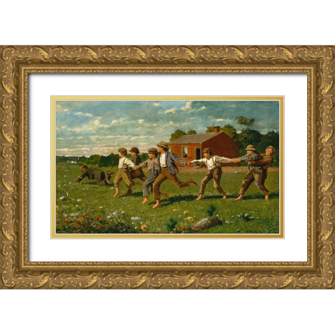 Snap the Whip Gold Ornate Wood Framed Art Print with Double Matting by Homer, Winslow