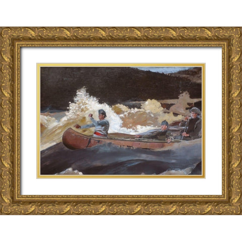 Shooting the Rapids, Saguenay River Gold Ornate Wood Framed Art Print with Double Matting by Homer, Winslow