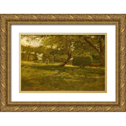 Harvest Scene Gold Ornate Wood Framed Art Print with Double Matting by Homer, Winslow