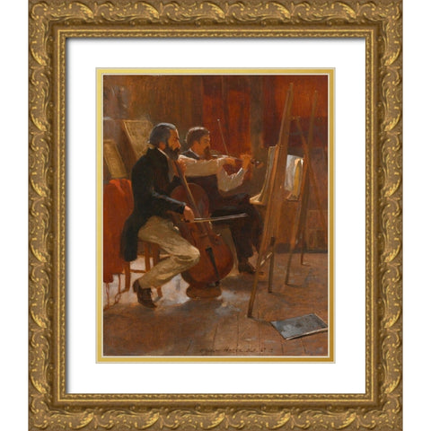 The Studio Gold Ornate Wood Framed Art Print with Double Matting by Homer, Winslow