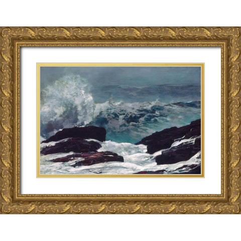 Maine Coast Gold Ornate Wood Framed Art Print with Double Matting by Homer, Winslow