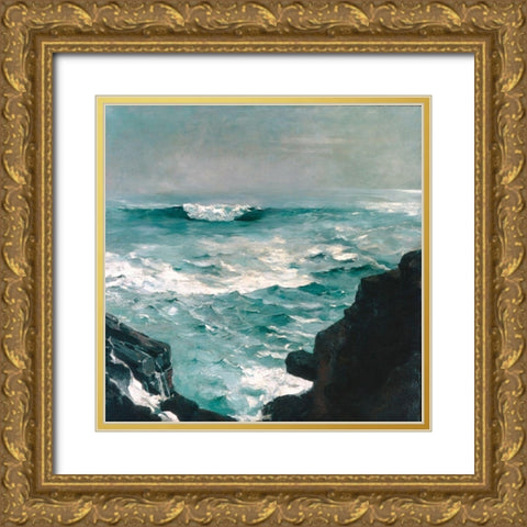 Cannon Rock Gold Ornate Wood Framed Art Print with Double Matting by Homer, Winslow