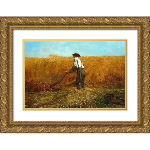 The Veteran in a New Field Gold Ornate Wood Framed Art Print with Double Matting by Homer, Winslow