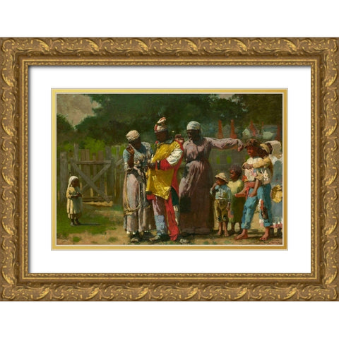 Dressing for the Carnival Gold Ornate Wood Framed Art Print with Double Matting by Homer, Winslow
