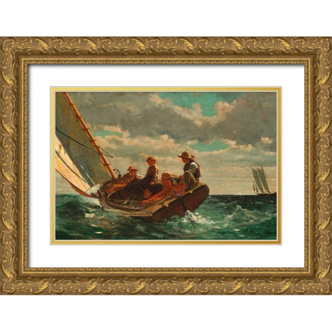 Breezing Up (A Fair Wind) Gold Ornate Wood Framed Art Print with Double Matting by Homer, Winslow