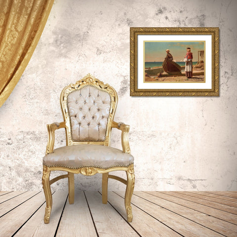 Dads Coming! Gold Ornate Wood Framed Art Print with Double Matting by Homer, Winslow