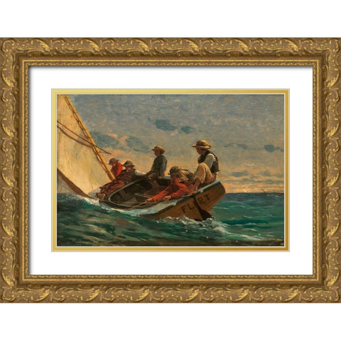The Flirt Gold Ornate Wood Framed Art Print with Double Matting by Homer, Winslow