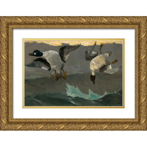 Right and Left Gold Ornate Wood Framed Art Print with Double Matting by Homer, Winslow