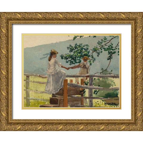 On the Stile Gold Ornate Wood Framed Art Print with Double Matting by Homer, Winslow