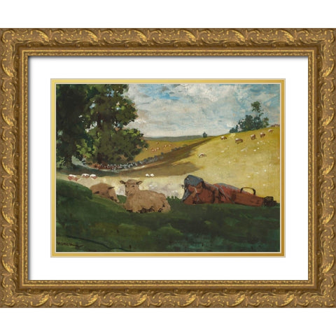 Warm Afternoon Gold Ornate Wood Framed Art Print with Double Matting by Homer, Winslow