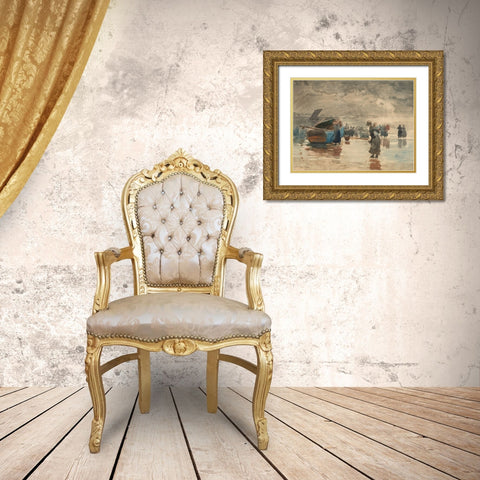 On the Sands Gold Ornate Wood Framed Art Print with Double Matting by Homer, Winslow