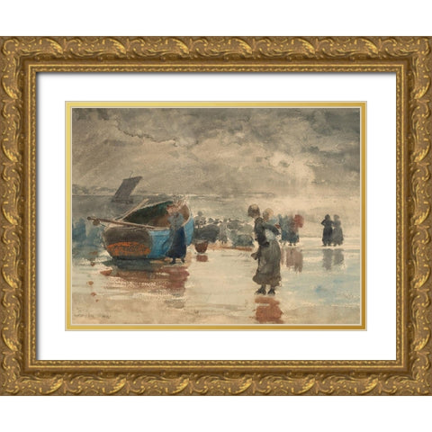 On the Sands Gold Ornate Wood Framed Art Print with Double Matting by Homer, Winslow