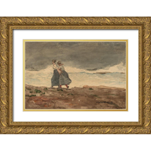 Danger Gold Ornate Wood Framed Art Print with Double Matting by Homer, Winslow