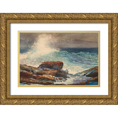 Incoming Tide, Scarboro, Maine Gold Ornate Wood Framed Art Print with Double Matting by Homer, Winslow