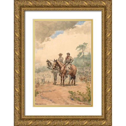Two Scouts Gold Ornate Wood Framed Art Print with Double Matting by Homer, Winslow