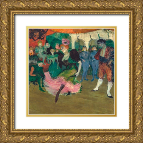Marcelle Lender Dancing the Bolero in Chilperic Gold Ornate Wood Framed Art Print with Double Matting by Toulouse-Lautrec, Henri de