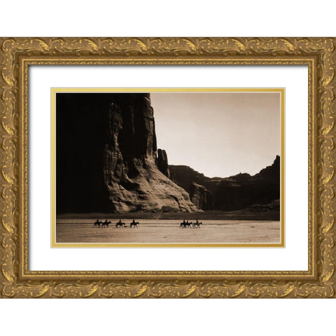 Canyon de Chelly, Navajo Gold Ornate Wood Framed Art Print with Double Matting by Curtis, Edward