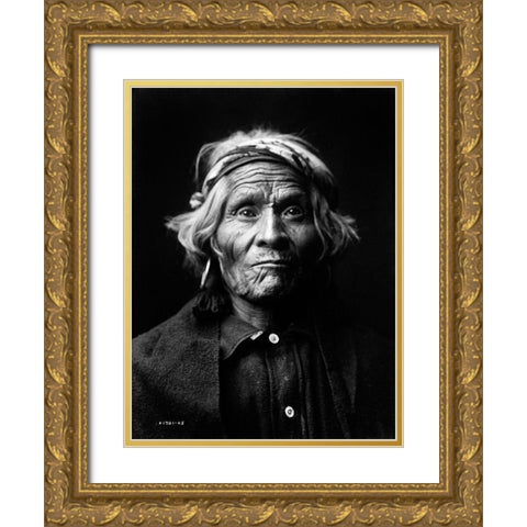 Wyemah, Taos Indian, ca. 1905 Gold Ornate Wood Framed Art Print with Double Matting by Curtis, Edward