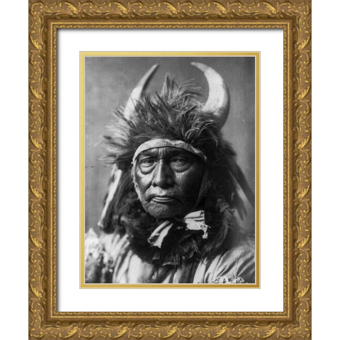Bull Chief, Apsaroke Gold Ornate Wood Framed Art Print with Double Matting by Curtis, Edward