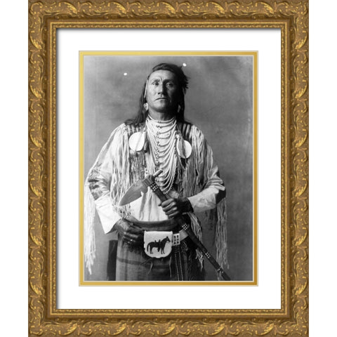 Holds The Enemy Gold Ornate Wood Framed Art Print with Double Matting by Curtis, Edward