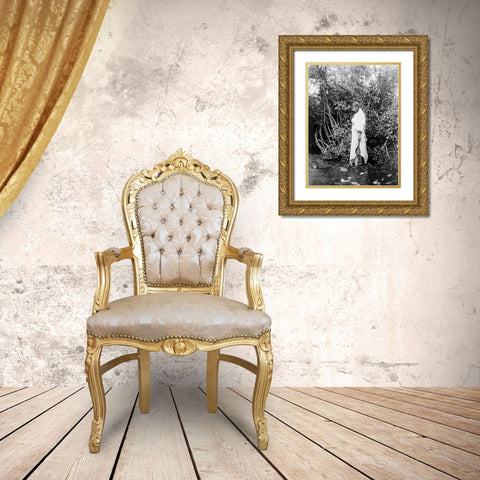 At the waters edge, Arikara Gold Ornate Wood Framed Art Print with Double Matting by Curtis, Edward