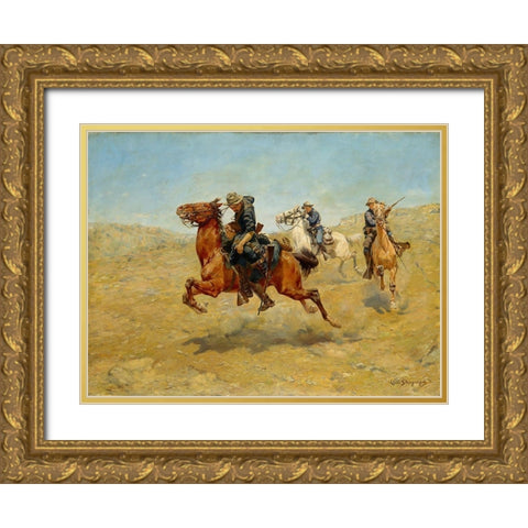 My Bunkie Gold Ornate Wood Framed Art Print with Double Matting by Schreyvogel, Charles