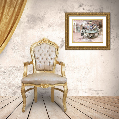 Peaceful Valley Saloon Gold Ornate Wood Framed Art Print with Double Matting by Russell, Charles Marion