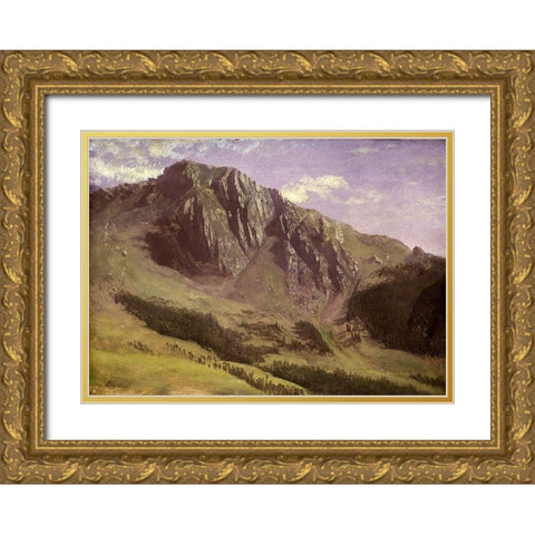 Mountains Gold Ornate Wood Framed Art Print with Double Matting by Bierstadt, Albert