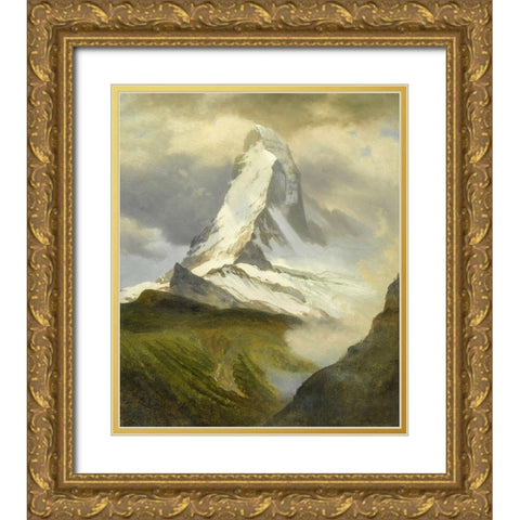 The Matterhorn Gold Ornate Wood Framed Art Print with Double Matting by Bierstadt, Albert