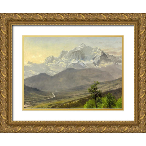 Mont Blanc Gold Ornate Wood Framed Art Print with Double Matting by Bierstadt, Albert