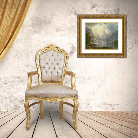 In the Sierras, Lake Tahoe Gold Ornate Wood Framed Art Print with Double Matting by Bierstadt, Albert