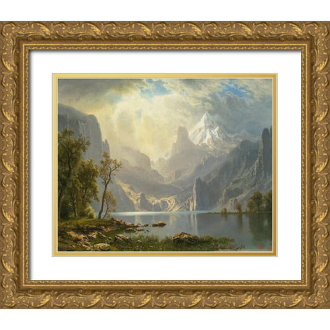 In the Sierras, Lake Tahoe Gold Ornate Wood Framed Art Print with Double Matting by Bierstadt, Albert