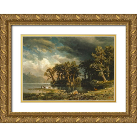 The coming storm Gold Ornate Wood Framed Art Print with Double Matting by Bierstadt, Albert