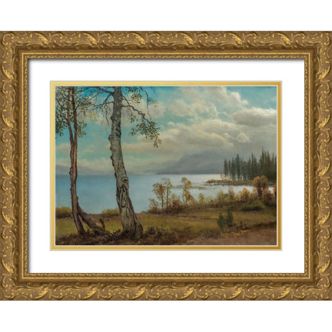 Lake Tahoe Gold Ornate Wood Framed Art Print with Double Matting by Bierstadt, Albert