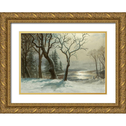Winter in Yosemite Gold Ornate Wood Framed Art Print with Double Matting by Bierstadt, Albert