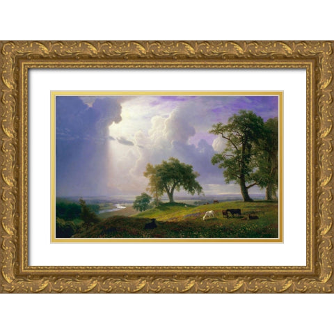 California Spring Gold Ornate Wood Framed Art Print with Double Matting by Bierstadt, Albert
