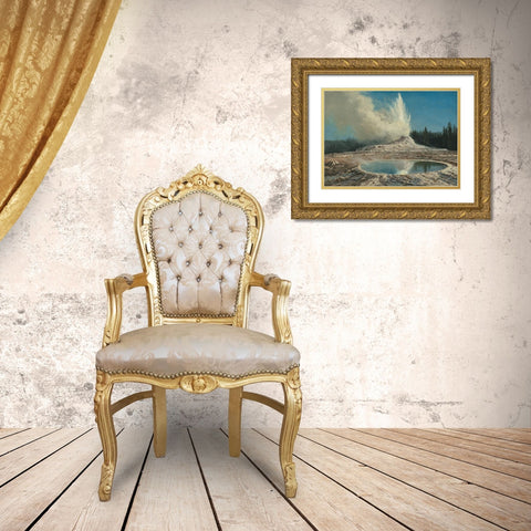 Geyser, Yellowstone Park Gold Ornate Wood Framed Art Print with Double Matting by Bierstadt, Albert