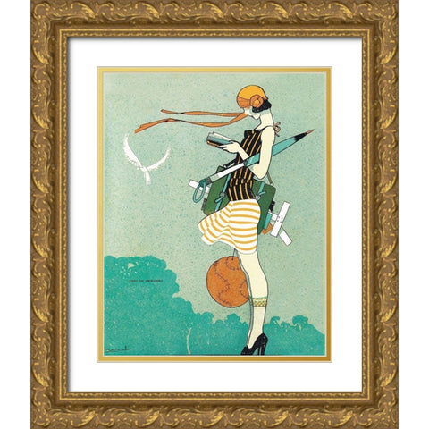 Mexican Magazine Cover 1920 Aires de primavera Gold Ornate Wood Framed Art Print with Double Matting by Garcia Cabral, Ernesto