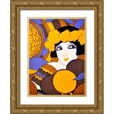 Mexican Magazine Cover 1920 Art Deco Gold Ornate Wood Framed Art Print with Double Matting by Garcia Cabral, Ernesto