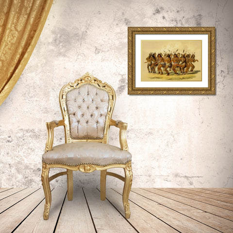 The Bear Dance Gold Ornate Wood Framed Art Print with Double Matting by Catlin, George