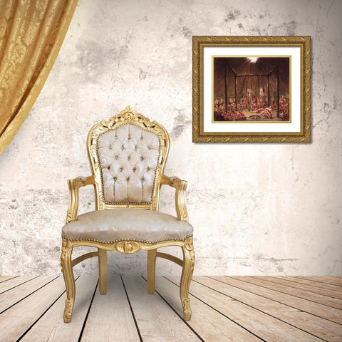 The Cutting Scene, Mandan O kee pa Ceremony Gold Ornate Wood Framed Art Print with Double Matting by Catlin, George