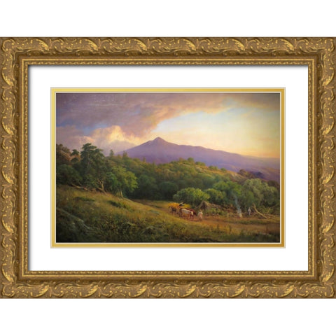 A Broadside of Mount Tamalpais Gold Ornate Wood Framed Art Print with Double Matting by Keith, William