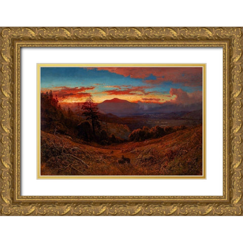Sunset on Mount Diablo, California Gold Ornate Wood Framed Art Print with Double Matting by Keith, William
