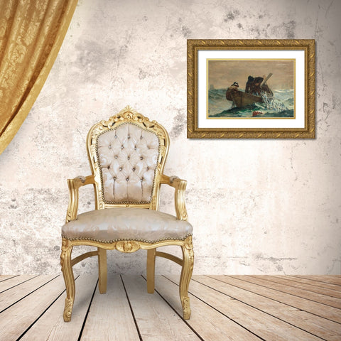 The Herring Net Gold Ornate Wood Framed Art Print with Double Matting by Homer, Winslow