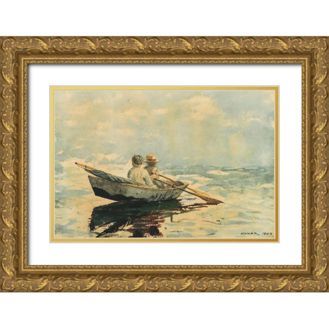 Rowboat Gold Ornate Wood Framed Art Print with Double Matting by Homer, Winslow