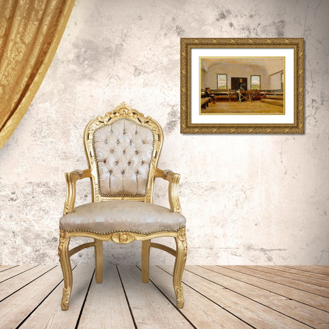 Country School Gold Ornate Wood Framed Art Print with Double Matting by Homer, Winslow
