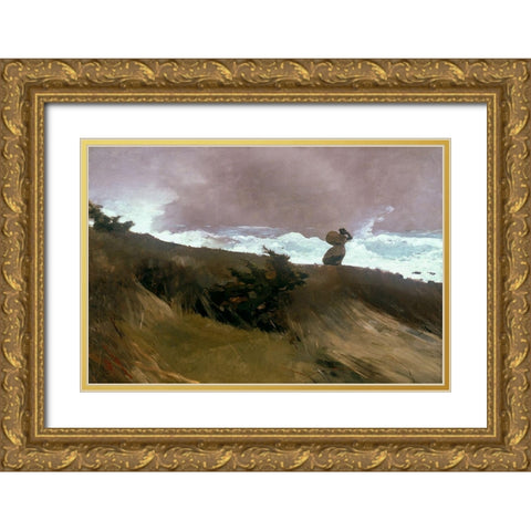 The West Wind Gold Ornate Wood Framed Art Print with Double Matting by Homer, Winslow