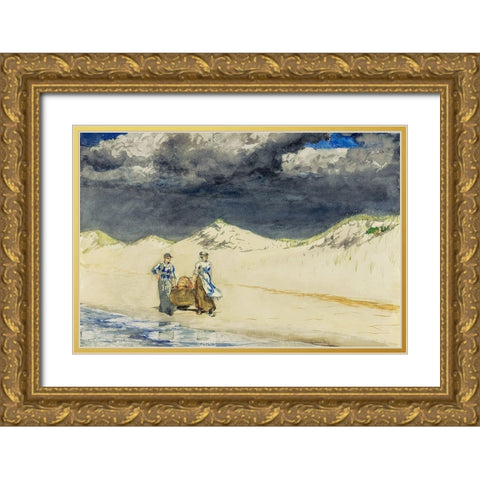Sand and Sky Gold Ornate Wood Framed Art Print with Double Matting by Homer, Winslow